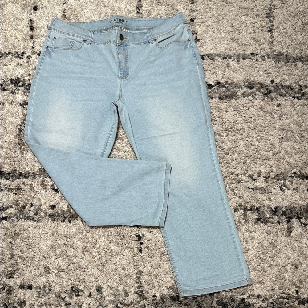 Chico's Light Blue Straight Leg Jeans - Picture 3 of 10